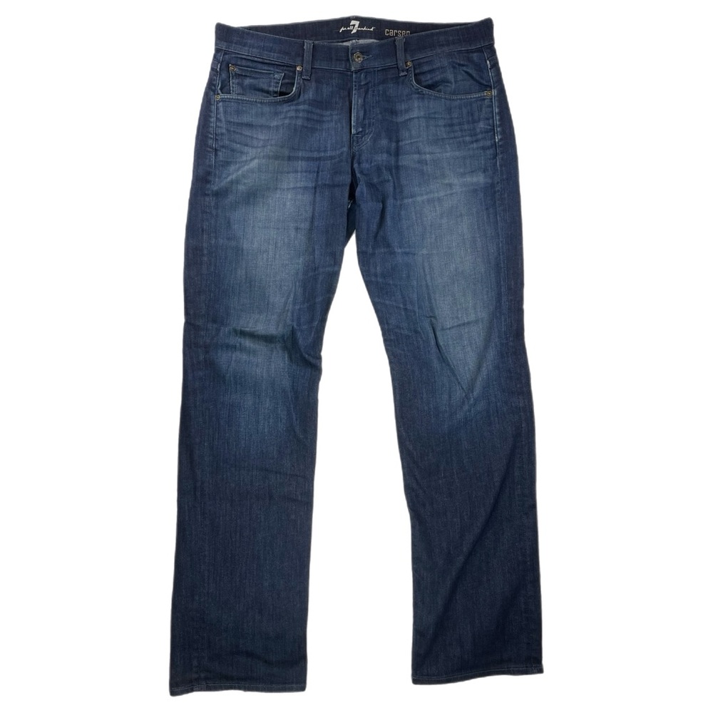 7 For All Man Kind Carsen Mens Dark Blue Denim Jeans Straight Leg 39x33.5 *READ*